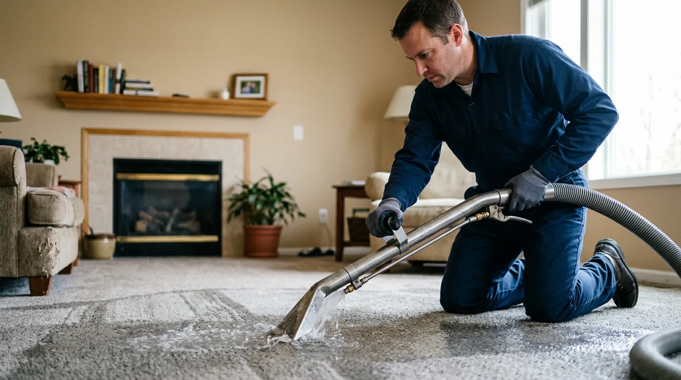 Water damage restoration technician working near Starkville, MS
